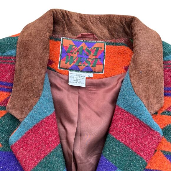 East West Wool Blend Vibrant Aztec Blazer Jacket Sz S - Picture 4 of 10